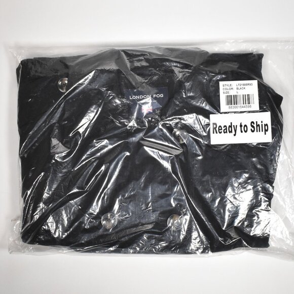 London Fog Women's 3/4 Length Double-Breasted Trench Coat w/Belt Large Black NEW - Picture 8 of 11